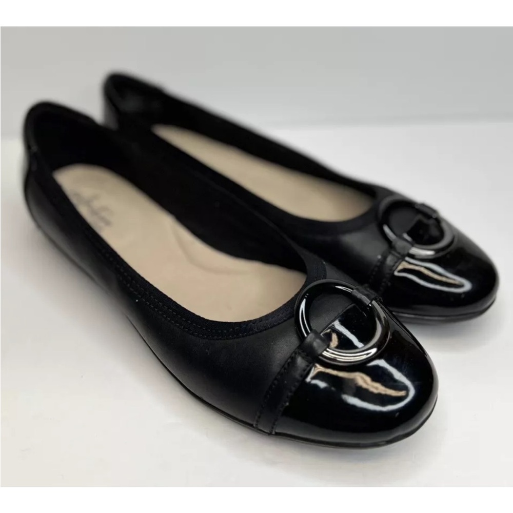 Collection by Clarks Womens Gracelin Wind Black Ballet Comfort Flats Sz 10 LKNW!